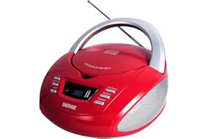 Denver Electronics TCU-211RED Reproductor de CD Personal CD Player Rojo, Plata - Unidad de CD (2 W, FM, Externo, Personal CD Player, Rojo, Plata, 1 Discos)