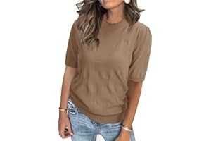 Arach&Cloz Pullover Damen Kurzarm/Langarm Elegant Frühling Sommer Strickpullover Rundhals Pulli Sweatshirt