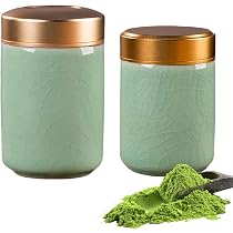 2 Stück Kleiner Keramik Matcha-Tee-Behälter, Matcha Set, Keramik Teedose