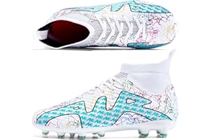 ELIOGN Chaussures de Football Compétition Mixte Enfant Homme High Top Spike Crampons Chaussures de Foot pour Chaussures de Football Garçon