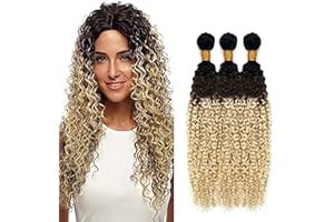 Creuost Parrucca Donna Capelli Veri Umani Water Wave Bundles Human Hair Extensions Unprocessed Brazilian Virgin Hair 1b/4/613 Brown Blonde Weave 3 Bundles Total 300g For Women 18 20 22 Inch