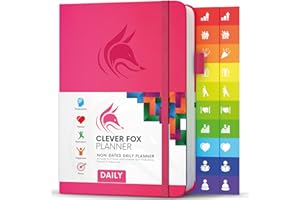 Clever Fox Planner Daily – Best Agenda & Daily Calendar to Boost Productivity & Hit Your Goals – Gratitude Journal Personal Daily Organizer – 14.5x21cm, Lasts 6 Months, Undated, Hot Pink
