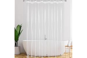 Fhioevt Cortina Ducha Transparente Cortina de Ducha Transparente 180 x 200cm Cortinas de Baño Antimoho Revestimiento de PEVA Cortina de Ducha Impermeable con 12 Anillos para Ducha o Bañera