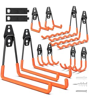 Set Di 6 Ganci Per Garage Da 20 Cm - Supporto Per Attrezzi, Scale, Biciclette, Resistenti Fino A 23 Kg