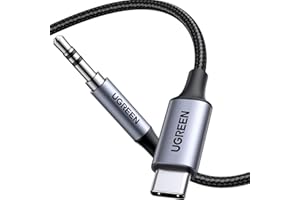 UGREEN Cavo USB C a Jack 3.5mm con DAC Chip 1M Aux Type C a 3.5mm Nylon Intrecciato per Auto Compatibile con iPhone 17 PRO Max Air Galaxy S25 Ultra Pixel 9 XL iPad (Grigio)
