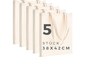 POLHIM Bolsas de tela premium Lavandería, Deportes, Compras, Supermercado - Bolsas de yute ecológicas y reutilizables - Sin impresión 38 x 42 cm, 145 gr/m², 5 unidades