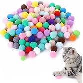 AEE&reg; 50 Adet Peluş Kedi Topu 3 cm &ndash; Renkli Yumuşak Kedi Oyuncağı Seti, Kedi Oyun Topu, Kedi Oyun Tabancası Yedek Top, Hafif O