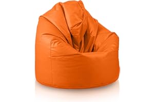 Bepouf - Pouf a Sacco Morbido in Ecopelle con Imbottitura in Palline di Polistirolo, Poltrona a Sacco Adatta per Camera e Salotto - Dimensione Mega 135x85, Colore Arancione