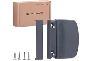 Ante bellum Tirador de puerta de balcón versátil para puertas de balcón, terraza y mosquitera, mango de puerta de terraza, incluye tornillos, fácil montaje sin taladrar (antracita RAL7016)