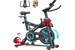 Toputure Exercise Bike with APP, Shock Absorption Spin Bike, 0-100% Magnetic Resistance, Max 350 lbs,15kg Flywheel, LCD Display, Ultra-quiet Stationary Indoor Bikes for Home Gym