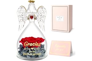 Miofula Rosa Eterna Ángel - Regalo Original para Mujer, Amiga, Madre, Abuela, Hermanas - Flores Eternas para Cumpleaños, Navidad, Aniversario