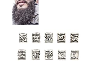 KIMISS Koraliki do Brody dla Mężczyzn Narzędzia do Stylizacji Brody 10 Sztuk Viking Koraliki do Brody Alloy Antique Norse Dreadlock Koraliki do Włosów Brody Diy Bransoletka Naszyjnik
