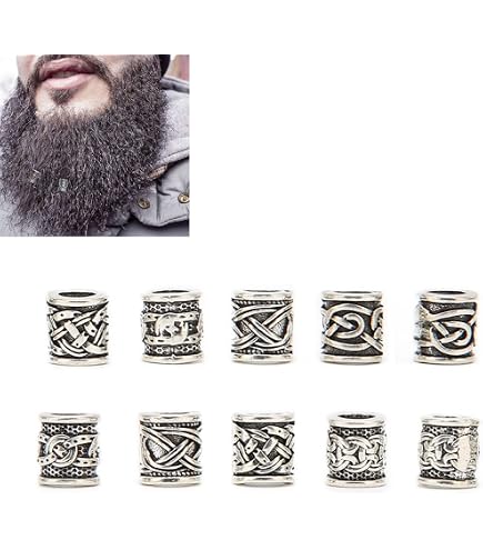 Leopacat Perline di Barba,Perle Vichinghe Metallico,Perline Sciolti Capelli Treccia,Gioielli Dreadlocks Accessori in Acciaio Inossidabile per Braccialetti Collana Ciondolo Intrecciatura
