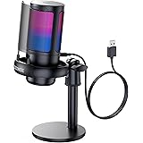 COCONISE Micrófono Gaming RGB, Microfono pastilla cardioide para PC Mac PS4 PS5, Mute Touch, Equipado con conector para auric