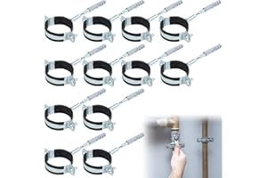 KXVXXV 50mm Rohrschellen Set: 12 Schraubrohrschelle + 12 Dübel + 12 Stockschrauben, Rohrschelle Rohrhalterung Rohrhalter für Kanäle Rundleitungen Lüftungskanäle