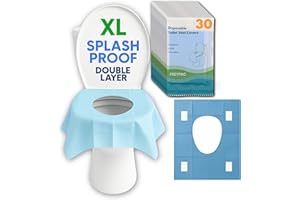 FREYPAC 30 XL Disposable Toilet Seat Covers, 2 Sided Splashproof, sticky pads to grip the toilet for a Hygenic Comfort Barrier, suitable for Children, Adults, Pregnant Women, Festivals, Travel, Office