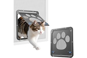PETLESO Porticina per Animali Domestici per Zanzariera, Sportello con Chiusura Magnetica, Facile da Installare, per Gatti e Cani
