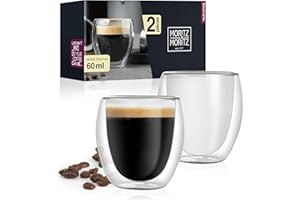 Moritz & Moritz Barista Roma 2 x Verres à expresso double paroi 60 ml - Tasses à expresso en verre pour boissons chaudes et froides - Passent au lave-vaisselle