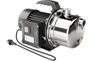Wiltec Hauswasserwerk JET110S 1100W 4600L/h tragbare Gartenpumpe Edelstahl Hauswasserautomat Garten Wasserpumpe elektrische Pumpe