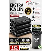 Ekstra Kalın &Ccedil;&ouml;p Torbası 80x110 Cm Siyah &Ccedil;&ouml;p Poşeti 1 Kg D&ouml;kme Dayanıklı Poşet