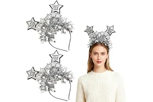 Czdtq Happy New Year Star Headband, Gold Sparkly Glitter Star Headband Happy Year Hair Accessories, 2026 New Years Eve Party Photobooth Props for Adults and Comfortable Fit Festive Party Supplies