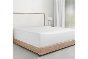 ‎CALIFORNIA DESIGN DEN Spannbettlaken Baumwolle 180x200 cm Weiß, weiches, Hotelqualität Spannbetttuch mit tiefen Taschen und Kopf- und Fußanhängern von California Design Den