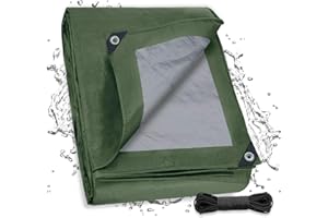 Dellna Abdeckplane mit Ösen, 6x6m Abdeckplane Wasserdicht & UV-stabilisiert,130g/㎡ Gewebeplane Reißfest, Schutzplane Universell für LKW, Pool, Camping, Trampolin, Holz Gartenmöbel,Sandkasten