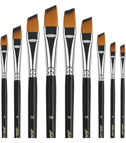 7 Fächerpinsel Set Für Künstler – Für Öl & Acryl | Größen 2 Bis 14 | Mit Chinaborsten