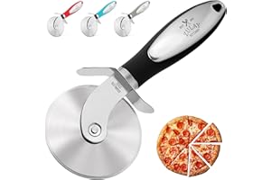 ZULAY KITCHEN Zulay - Cortador de pizza premium de acero inoxidable de grado alimenticio, rueda cortadora de pizza, rueda giratoria suave para cortador de pizza con mango ergonómico antideslizante