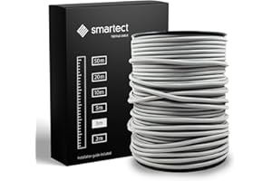 smartect Cable Textil en Color Gris, Cable Electrico 3 Hilos de 3 Metros (3 x 0,75 mm²) Cuerda para Lampara con Revestimiento Textil para su Proyecto DIY