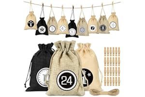 SPRINLOT Adventskalender zum Befüllen Säckchen, 24 Weihnachtskalender Stoffbeutel, Adventskalender Säckchen Wiederverwendbar, Weihnachtskalender Jutesäckchen, Adventskalender Stoffsäckchen
