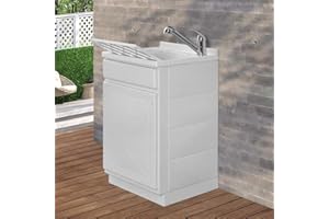 INBAGNO Mobile lavatoio in Resina, ideale per esterni e interni, 45x50-50x50-45x60-60x50-60x60, COMPLETO di asse lavaggio e kit sifone + piletta (50x50)