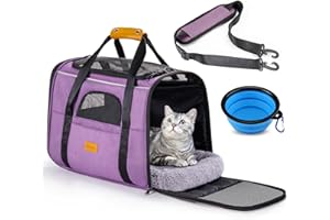 Morpilot Portabagagli per gatti Borsa da viaggio per cani da compagnia aerea per cuccioli di taglia media e piccola con tracolla regolabile/tappetino rimovibile/ciotola Max Cat 43,9 x 31 x 34 cm