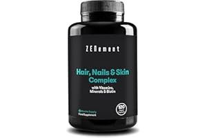 Hair, Nails & Skin Complex, with Vitamins, Minerals & Biotin, 120 Capsules | for Hair Loss and weak Skin and Nails | Vegan, Non-GMO, Additive Free | Zenement