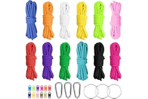 GUKASXI 550 Kit de paracaídas, 12 Colores, 10 pies, Cuerda de Paracord 550 con Hebillas, mosquetón y llaveros, Correas de paracaídas, Cuerda de paracaídas, Kit de fabricación de Cuerda para Cordones, Llavero