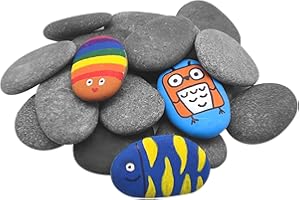 RAYNA GAMES 40 Stück Steine zum Bemalen, Natürlicher Flussstein, 5-8cm Kies Dekosteine Zierkies Kiesel für Kunst, Handwerk, Aquarien,Gartendekoration