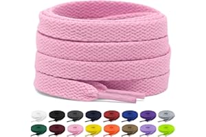 Shecret 2 Pairs Flat Shoelaces, 8 mm Wide Shoelaces, Flat Shoelaces, Replacement Tear-Resistant Shoe Laces for Trainers, Running, Adults, Children, Polyester