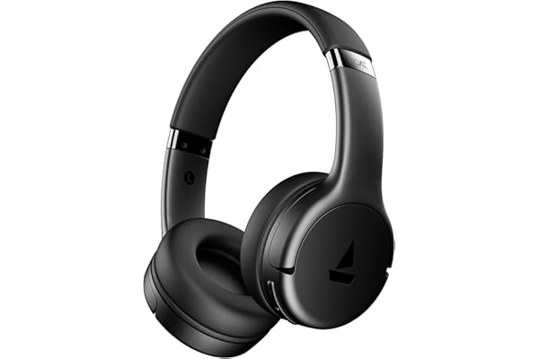 Boat Rockerz 411, 40Ms Low Latency, 40Hrs Battery, 40Mm Drivers, ENx Tech, Stream Ad Free Music via App Support, Bluetooth Headphones, Wireless Over Ear Headphone with Mic (Active Black)