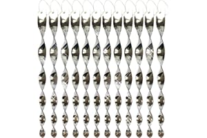 MUUGIY 12 Pcs Birds Repellent Scare Rod,Reflective Scare Spiral Rods Hanging Decorative,Keep Birds From Window,Patio,House,Home,Garden (Silver)