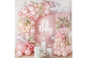 NETNOLOGY Kit Arco Palloncini Rosa Nudo, 122pcs Kit Ghirlanda Palloncini Rosa con Palloncini Rosa Macaron Trasparenti, Decorazioni Compleanno Ragazze Donne per Baby Shower Fidanzamento Anniversario Matrimonio