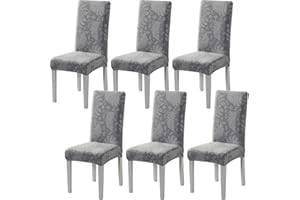 ‎HZDHCLH HZDHCLH Stuhlhussen 4er Set Stuhlbezüge Stretch abnehmbar, waschbar, Esszimmerstuhl-Schutzsitz für Hotel Restaurant Küche Hochzeitsfeier（Blattmuster/6 Stück）