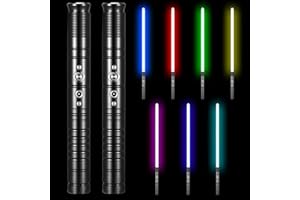 Wisbecost 2 Pièces Lightsaber, RGB-LED 7 Couleurs Sabre Laser avec Poignée en Métal, Soundfonts de Combat Simulés, Cadeaux de Noël & Jedi Knight Cosplay丨Chargement USB(77cm Darth-Noir)