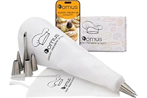 DOMUS 2 Mangas Pasteleras de Algodón con 6 Boquillas Grande de Acero Inox y accesorios de limpieza - Kits de Decoration de Tortas y Dulce Reutilizables y Lavables - Idea Regalo Navidad