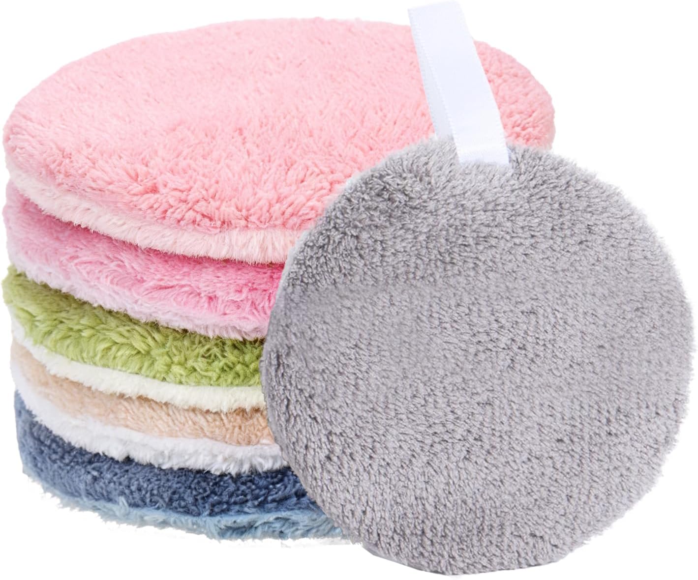 6 Piezas Almohadillas desmaquillantes, Discos Desmaquillantes Reutilizables, Discos de algodón Desmaquillante lavable, Doble Cara Suave, Limpieza Facial para Todo Tipo de Piel