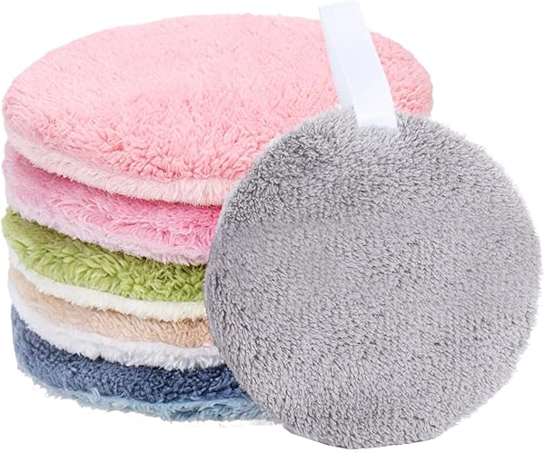 6 Piezas Almohadillas desmaquillantes, Discos Desmaquillantes Reutilizables, Discos de algodón Desmaquillante lavable, Doble Cara Suave, Limpieza Facial para Todo Tipo de Piel