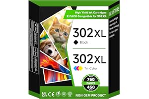 Firstoner 302XL Bläckpatroner Multipack Återanvända för HP 302 Bläckpatroner, 302XL Bläckpatroner svart och färg för OfficeJet 3831 5230 3830 5220 DeskJet 3630 3636 3639 Envy 4524 4527