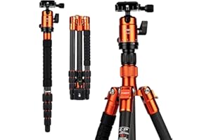Fotopro 57inch Carbon Fibre Tripod for Camera, Lightweight Travel Tripod with Ball Head, Detachable Monopod with Quick Release Plate and Bag, Load up to 8KG/17.63lbs