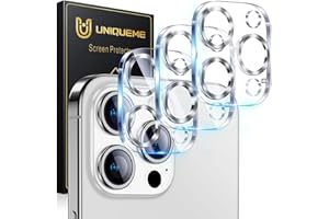 UniqueMe 3 Pièces Caméra Arrière Protecteur Compatible avec iPhone 15 Pro/15 Pro Max, Ultra HD Caméra Protection, 9H Dureté, Ultra Résistant Film Verre Trempé, Facile à Installer-Argent