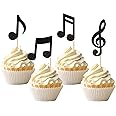 Xsstarmi 24 Pack Music Notes Cupcake Toppers Rock Star Music Symbol Cupcake Picks for Music Theme Baby Shower Kids Birthday Party Cake Decorations Supplies
