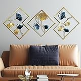 ZZYYZZ Large Metal Wall Decor, Boho Lotus Leaf Metal Wall Decoration, 3D Stacked Flower Wall Art Décor, Nautical Coastal Outdoor Wall Decor, for Living Room Bedroom Dining Room, 52.5 x 26.5